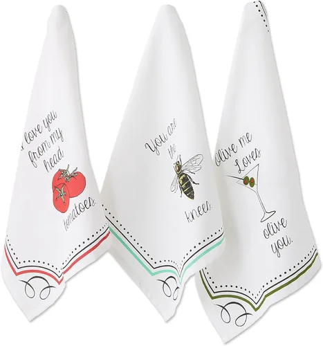 DII Everyday Collection - Juego de toallas de cocina, 18 x 28 pulgadas, 3 piezas Love You