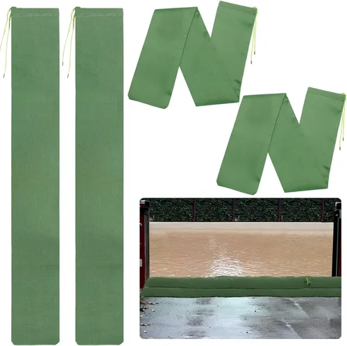 Miniatura 10 de 4 bolsas de arena de 3 x 6 pulgadas de largo para inundaciones – Tubo de lona gruesa para protección contra inundaciones con banda elástica, tubo