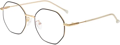 Miniatura 14 de JOVAKIT Gafas de bloqueo de luz azul con forma de polígono para mujeres y hombres, estilo vintage, octagonales cuadradas, sin prescripción, gafas