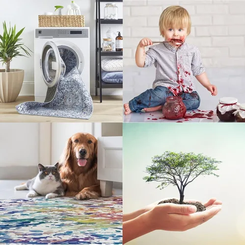 Miniatura 6 de ReaLife Rugs Alfombra pasillo lavable a máquina - Sala de estar, dormitorio, baño, cocina, entrada, oficina - Acolchada de pelo bajo, resistente a