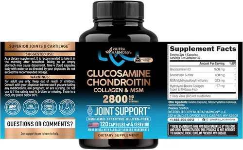 Miniatura 2 de Glucosamina condroitina MSM Colágeno HSA Suplemento de apoyo articular 2800 mg Fabricado en Estados Unidos Artículos de productos aprobados