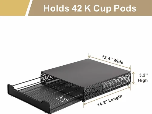Miniatura 3 de Flagship Cajón de almacenamiento de cápsulas de café, organizador para Keurig (42 cápsulas, hierro)