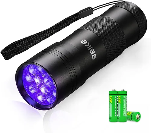 Linterna UV Luz Negra–Pequeña Portátil Mini de 12 LED, Luz Negra para Detección de Manchas Ocultas en la Habitación, Curado de Resina, Búsqueda de