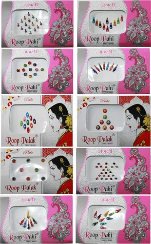 Miniatura 2 de IS4A Paquete de 10 calcomanías Bindi para mujer, joyería Bindi para la frente, Indian Bindi, joyas faciales multicolor