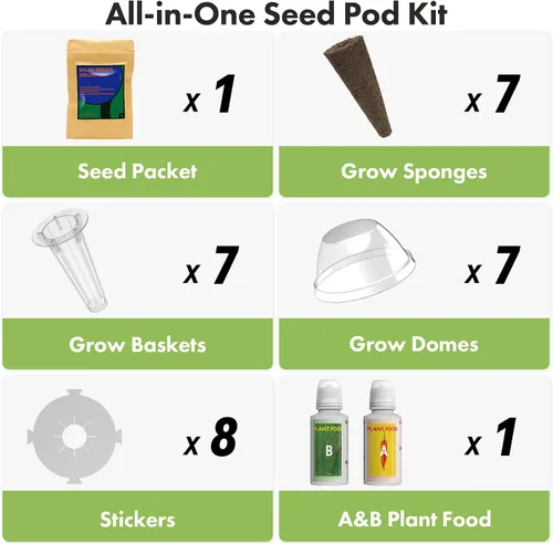Miniatura 4 de Lyko Heirloom - Kit de vainas de semillas para ensalada AeroGarden, iDoo, Ahopegarden, GARDENCUBE, 7 cápsulas con lechuga American Fast/Paris