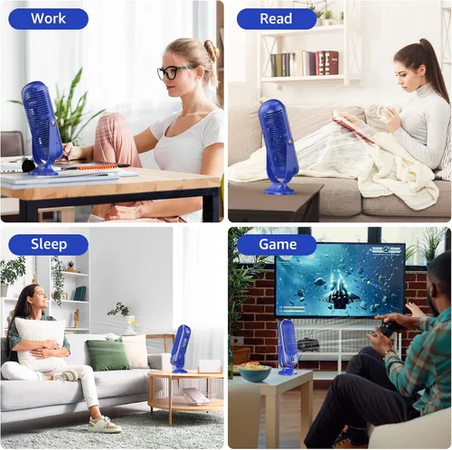 Miniatura 6 de Ventilador de torre, ventilador de escritorio portátil con opciones de 5 velocidades, doble circulación de aire, ventilador de mesa silencioso