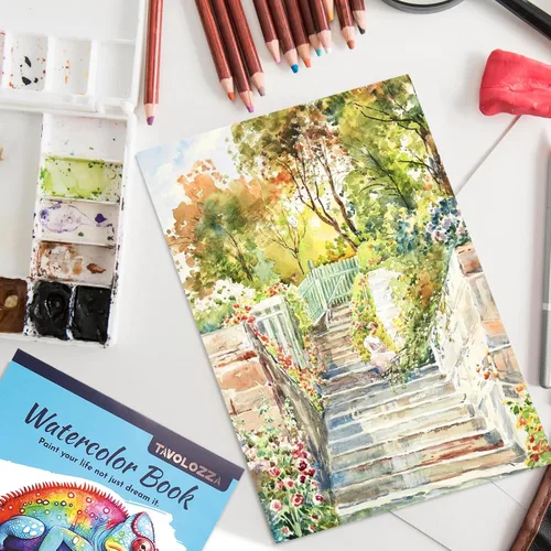 Miniatura 7 de CONDA Papel de acuarela de 9 x 12 pulgadas, paquete de 2 (32 hojas), 140 libras (300 gsm), bloc de papel de pintura de acuarela sin ácidos
