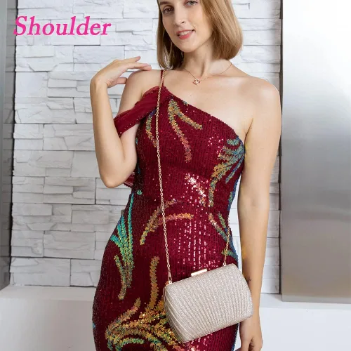 Miniatura 5 de Bolso de mano dorado, bolsos de mano dorados para mujer, para noche, boda, cóctel, fiesta, bolsa de noche, bolso cruzado de hombro..