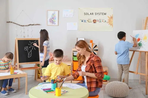 Miniatura 4 de Banner de aula de sistema solar, planeta espacial en lienzo de algodón beige para escuela en casa, jardín de infantes, guardería y decoración