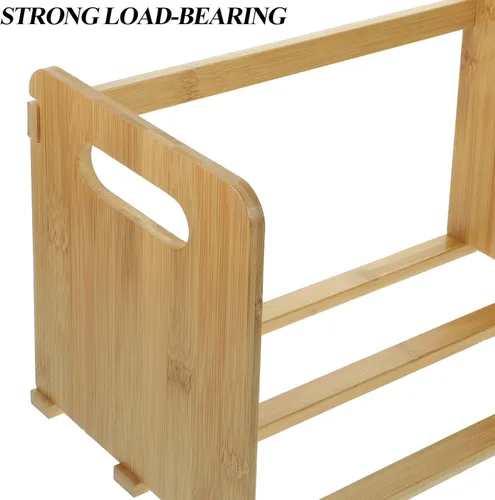 Miniatura 7 de LIFKOME Estantería de discos para libros, soporte de almacenamiento de libros, estantería de madera de mesa, álbumes de discos de vinilo