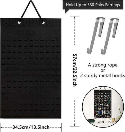 Miniatura 2 de Organizador de aretes colgantes, con capacidad para hasta 330 pares, soporte de pared de fieltro suave, organizador de aretes para mujeres y niñas