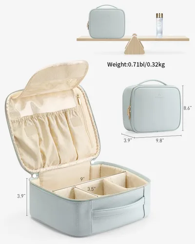 Miniatura 3 de Bolsa de Maquillaje Vlando, Bolsas de Maquillaje de Viaje, Bolsa Grande Portátil de Maquillaje Organizadora con Divisores y Asa, Regalos para A.Azul