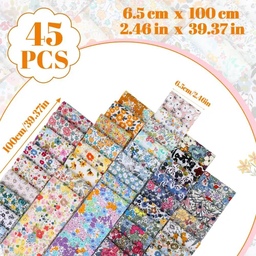 Miniatura 2 de 45 rollos de gelatina de tela, tiras de tela de rollo de gelatina para acolchar, tela de acolchado de algodón artesanal de retazos, algodón de Serie