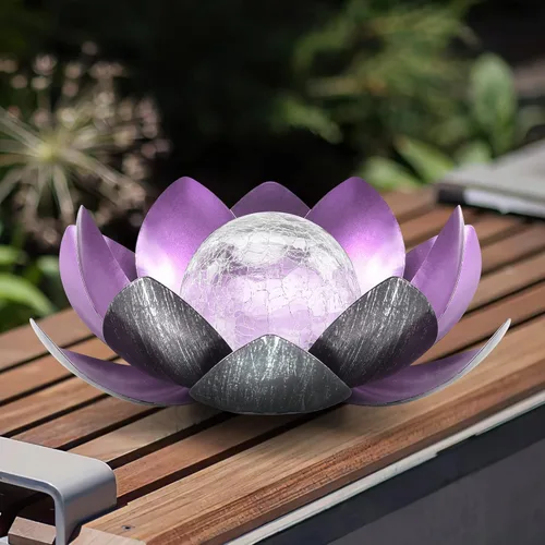 Miniatura 7 de Luces solares para exteriores, decoración de jardín, vidrio de globo agrietado, luz de jardín solar de metal impermeable para camino, patio, césped