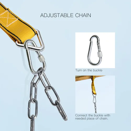 Miniatura 6 de PACEARTH - Hamaca con cadenas cubiertas de plástico y antióxido de 68.9 pulgadas, correa de 23.6 pulgadas para colgar de árboles y hebillas de Verde
