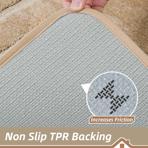 Miniatura 4 de BEQHAUSE Alfombra de Baño-Antideslizante-Tapete de Baño-Suave y Absorbente-Tapete de Ducha-Tapetes de Baño de Poliéster para Baño Lavables a Máquina
