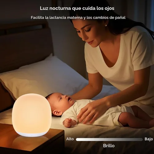 Miniatura 3 de Tyute Luz nocturna para bebé, lámpara de noche de guardería con 8 colores RGB cambiantes, luz nocturna táctil de silicona suave sin BPA