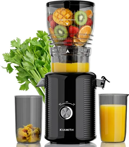 Exprimidor de prensa en frío de 300 W con conducto de alimentación extra grande de 5.8 pulgadas, máquinas exprimidoras de masticación lenta para