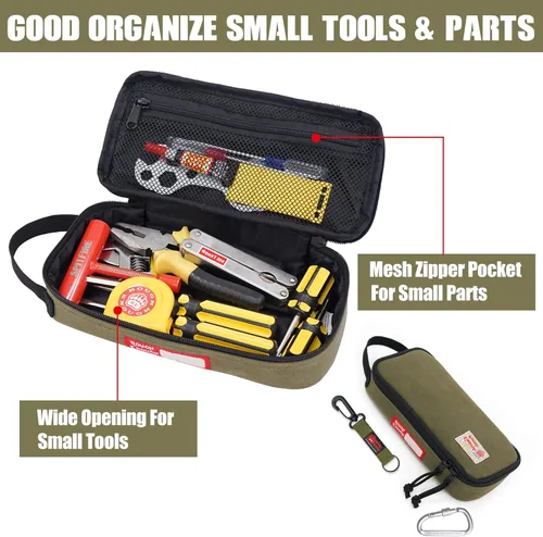 Miniatura 2 de Rough Enough - Organizador de cables de viaje con cremallera, estuche grande para lápices, bolsa de herramientas para electricista, bolsa de Verde