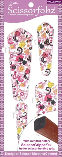 Miniatura 66 de Fundas protectoras para tijeras de diseñador, 4 unidades, tamaño surtido, diseño floral victoriano azul #4-304 Jardín floral victoriano azul