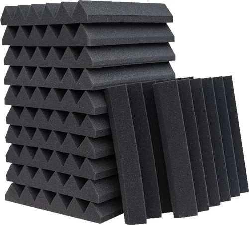 Miniatura 9 de Paquete de 24 paneles acústicos, paneles de espuma a prueba de sonido de 2 x 12 x 12 pulgadas para pared, paneles de cancelación de ruido Púrpura