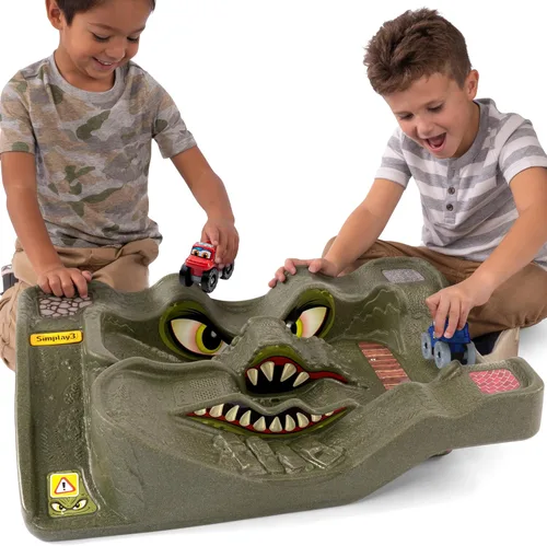 Título: Mesa de Pista de Carreras de Coches Simplay3 Monster City Extreme Wheels - Mesa de Juego Portátil de 2 Lados para Niños con 2 Camiones de