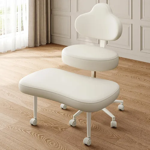 Pinmoco Silla de Oficina con Piernas Cruzadas con Ruedas, Silla de Meditación, Silla TDAH para Adultos, Respaldo y Asiento Ajustables en Altura más