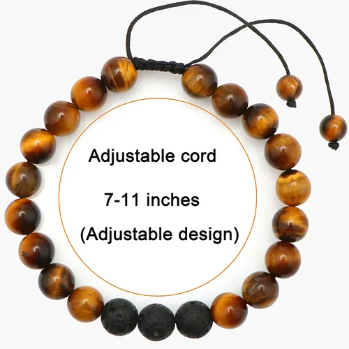 Miniatura 5 de JoycuFF Pulsera de ojo de tigre para hombre, regalo de aniversario, cumpleaños, día del padre, regalo de Navidad para novio, papá, hijo, esposo