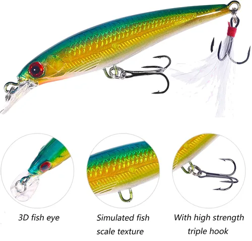 Miniatura 3 de Jerkbait Señuelos de pesca, señuelos de pesca de lubina superior - 10 piezas con caja