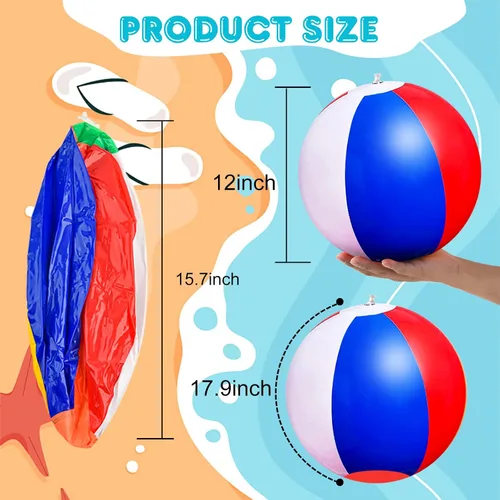 Miniatura 3 de Coopay Pelotas de playa inflables grandes de 16 pulgadas con diseño de arco iris clásico, bola de piscina, decoración de fiesta de playa