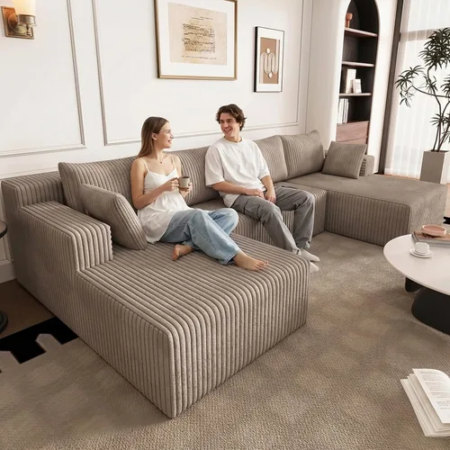Miniatura 20 de Sofá seccional Cloud de 96 pulgadas, sofá deshuesado para sala de estar, sofá modular con asiento profundo, sofá de pana cómodo y esponjoso con Negro