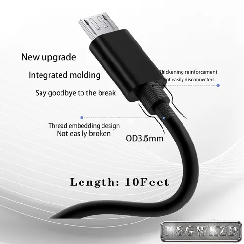 Miniatura 5 de Cable cargador de repuesto de 10 pies para Kindle Fire, Paperwhite, Oasis E-Reader, Fire Tablet, Galaxy S7/S6/S5/S4/S2/LG - Cable micro USB largo