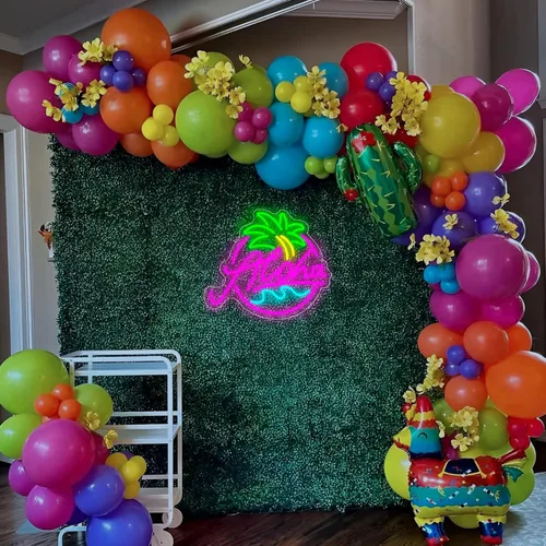 Miniatura 5 de Aloha - Letrero de neón de palmera para fiesta en la playa, letrero LED de verano tropical Aloha para decoración de pared de bar Tiki hawaiano