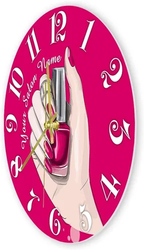 Miniatura 8 de Reloj de pared de salón de uñas de 12 pulgadas, nombre personalizado, regalo de técnico de uñas, reloj de pared silencioso sin tictac, funciona