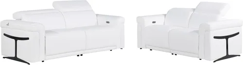 Miniatura 19 de Blackjack Furniture Mario - Sofá biplaza reclinable de cuero italiano de grano superior con reposacabezas y asientos ajustables, cargadores USB