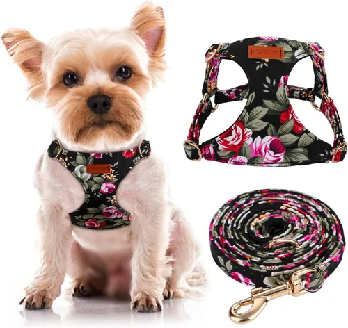 Miniatura 9 de CHEDE Arnés para Perro sin Tirones con Patrón Floral - Arnés para Perro Ligero y Suave, Arnés Ajustable para Perros Pequeños y Juego de Correa