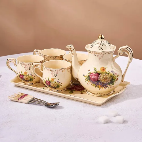 Miniatura 7 de YOLIFE Bandeja decorativa de cerámica floral para fiesta de té, 13.5 x 7.5 pulgadas