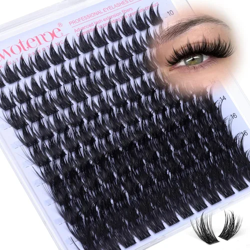 Miniatura 26 de Pawotence Kira - Extensiones de pestañas en racimo Wispy de 0.394-0.709 in, extensiones de pestañas individuales suaves y cómodas con banda fina
