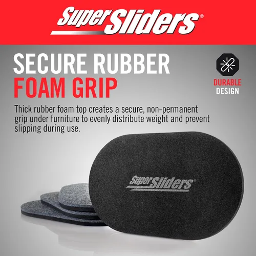 Miniatura 5 de Super Sliders Deslizadores ovalados de fieltro reutilizables de 5-3/4 x 9-1/2 pulgadas XL para superficies duras, almohadillas protectoras
