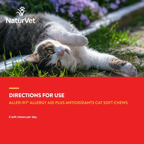 Miniatura 7 de NaturVet Aller-911 Allergy Aid Plus Antioxidantes para gatos - 60 masticables suaves Apoya el sistema inmunológico, la humedad de la piel