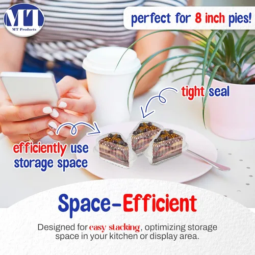 Miniatura 6 de MT Products Recipientes para tartas con bisagras, 4.2 x 3 x 2.35 pulgadas, contenedor de plástico extra pequeño para tartas de queso desechables