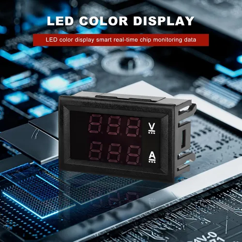 Miniatura 5 de Sun Walker 2 amperímetros de voltímetro digital de 0.28 pulgadas, CC 0-100 V 10 A, medidor de voltaje con cables de conexión, 2 en 1, rojo y azul