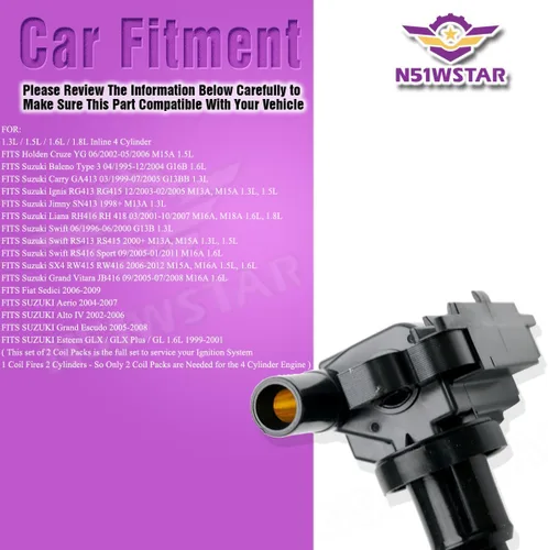 Miniatura 5 de Juego de 2 bobinas de encendido compatibles con Suzuki Esteem Baleno Carry Jimny Liana Swift SX4 Grand Vitara Aerio Alto IV Esteem 1.3 1.5 1.6 1.8