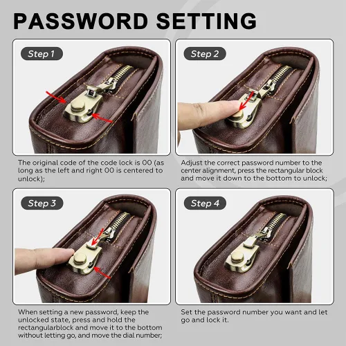 Miniatura 6 de Contacts Genuine Leather Mens Clutch Bag Code Lock Anti Theft Travel Clutch Wallet Clutches Organizer