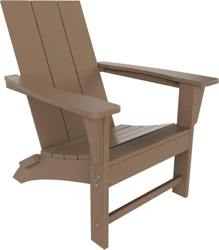 WO Home Furniture - Silla Adirondack plegable de polietileno de alta densidad para todo tipo de clima, resistente a los rayos UV y a la Roble