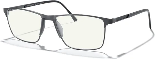 MERRY'S Lentes de bloqueo de luz azul de moda, lentes de lectura, marco de metal, bisagra de resorte, lentes para hombres Gris-2.047 in
