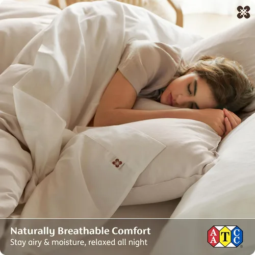 Miniatura 6 de Bedsure Sábanas 100% GOTS de algodón orgánico, juego de ropa de cama tamaño King con certificado de comercio justo, ecológicas, suaves, con bolsillo