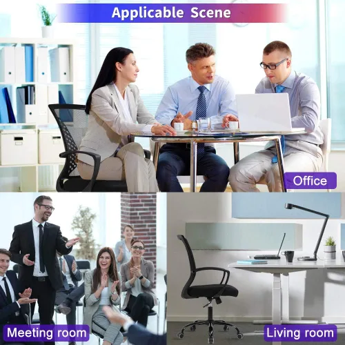 Miniatura 7 de Silla de oficina, silla de escritorio, silla de computadora, ergonómica de malla con respaldo medio con soporte lumbar y reposabrazos, silla Negro