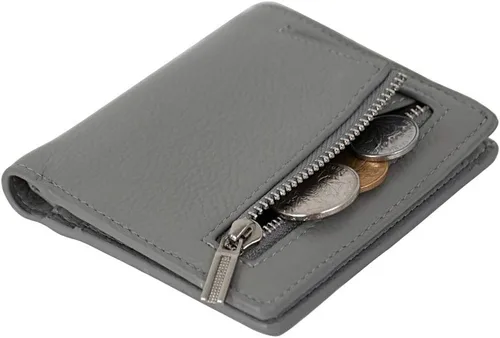 Miniatura 6 de Cartera de piel RFID pequeña compacta con bolsillo plegable para tarjetas, organizador de bolsillo para mujer, mini monedero con ventana
