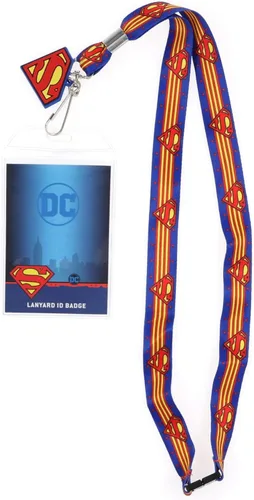 Miniatura 7 de Silver Buffalo DC Comics Batman Wrap-Around Logo Lanyard con soporte para insignia y dije